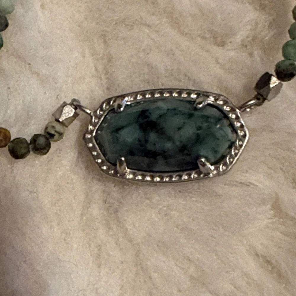 Kendra Scott Beaded Green / Turquoise Stone Pendant Necklace - Women's Jewelry - Picture 2 of 4